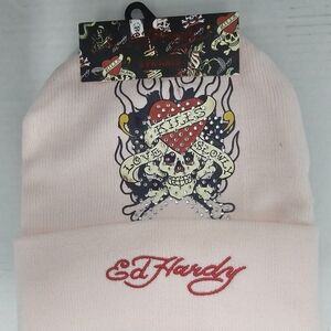 Ed Hardy Women’s Beanie Bundle Set - Pink & Black